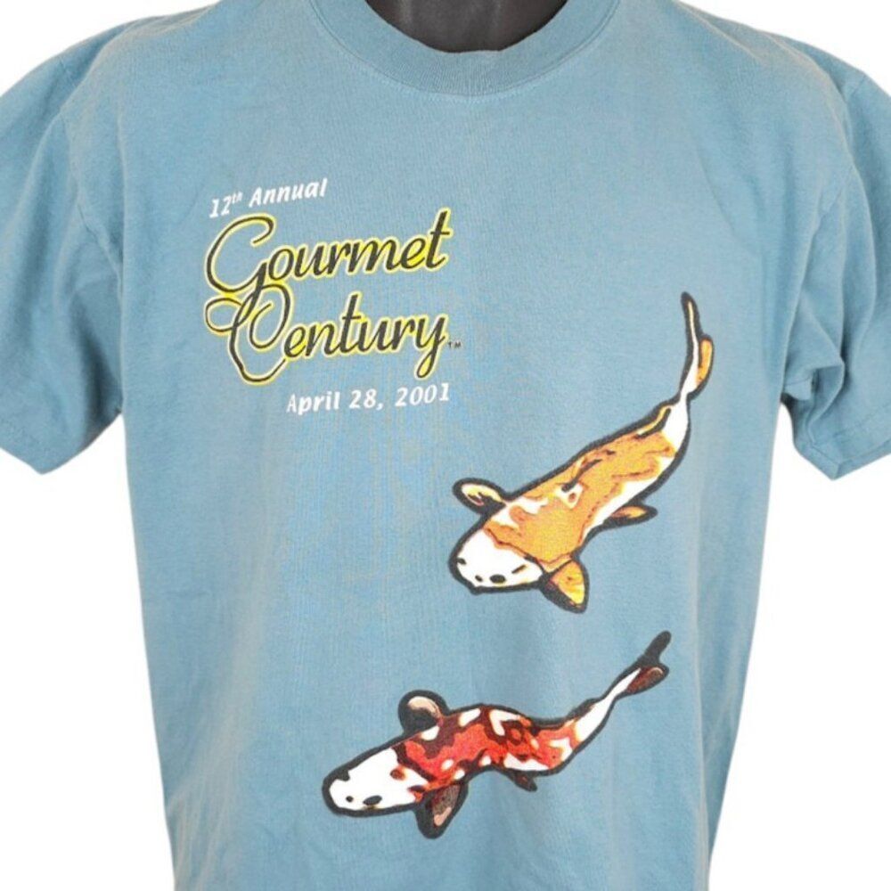 Vintage Gourmet Century T Shirt Mens Size Medium Blue Y2K Santa Ynez Valley